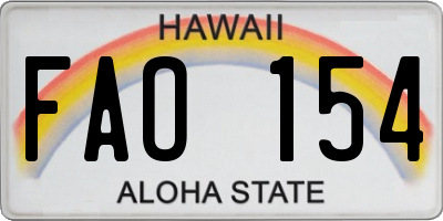 HI license plate FAO154