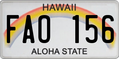 HI license plate FAO156