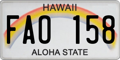 HI license plate FAO158