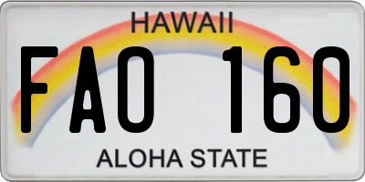 HI license plate FAO160