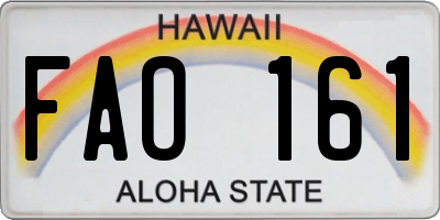 HI license plate FAO161