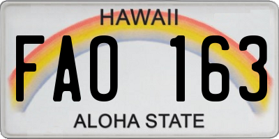 HI license plate FAO163