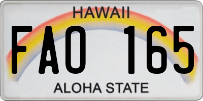 HI license plate FAO165