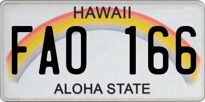 HI license plate FAO166