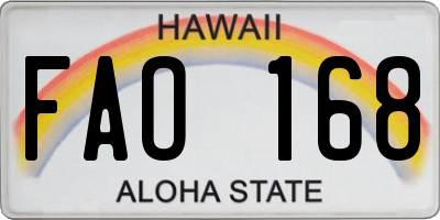 HI license plate FAO168