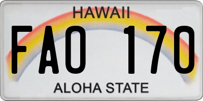 HI license plate FAO170