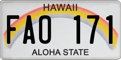 HI license plate FAO171
