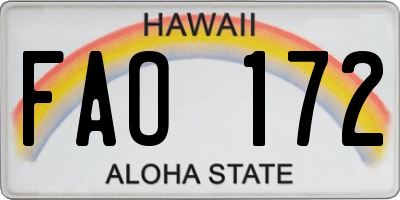 HI license plate FAO172