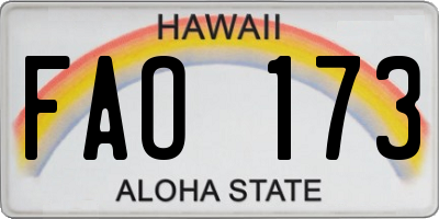 HI license plate FAO173