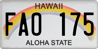 HI license plate FAO175
