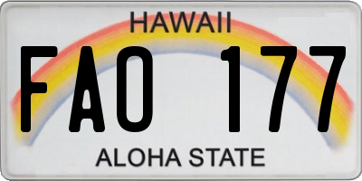 HI license plate FAO177