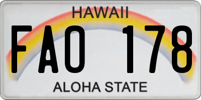 HI license plate FAO178