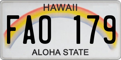 HI license plate FAO179