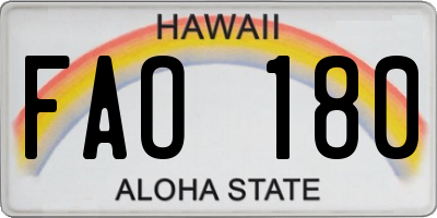 HI license plate FAO180
