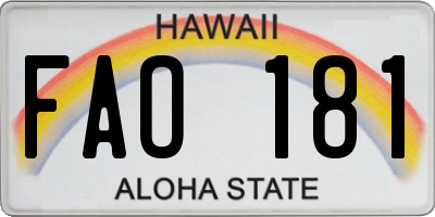 HI license plate FAO181