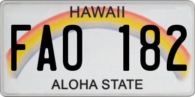 HI license plate FAO182