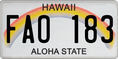 HI license plate FAO183