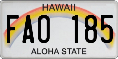 HI license plate FAO185