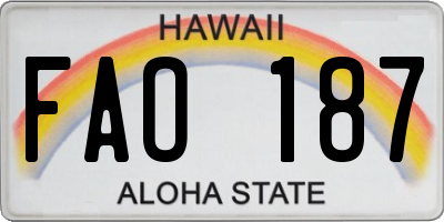 HI license plate FAO187