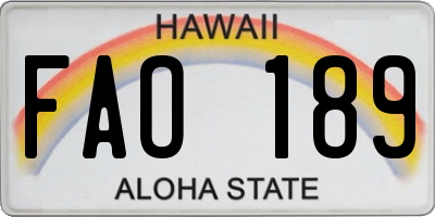 HI license plate FAO189