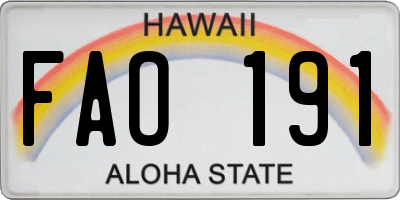 HI license plate FAO191