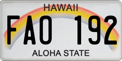 HI license plate FAO192