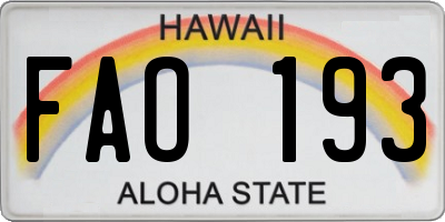 HI license plate FAO193