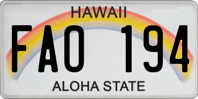 HI license plate FAO194