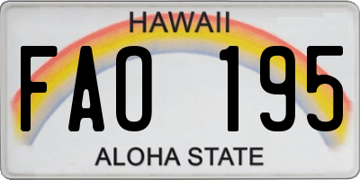 HI license plate FAO195