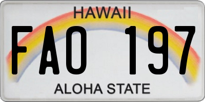 HI license plate FAO197