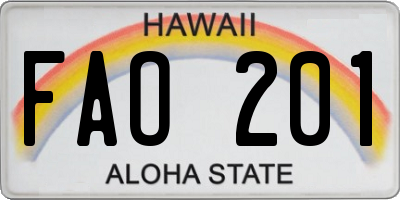HI license plate FAO201