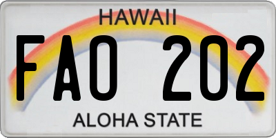 HI license plate FAO202
