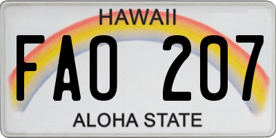 HI license plate FAO207