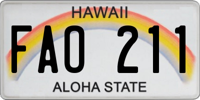 HI license plate FAO211