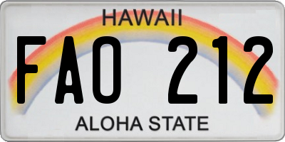 HI license plate FAO212
