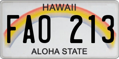 HI license plate FAO213