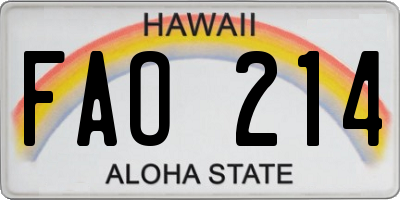 HI license plate FAO214