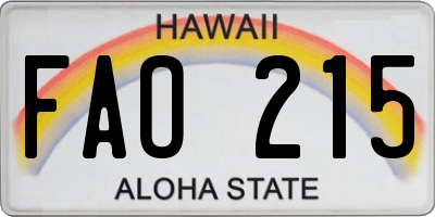 HI license plate FAO215
