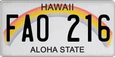 HI license plate FAO216