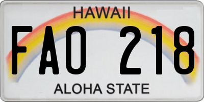 HI license plate FAO218
