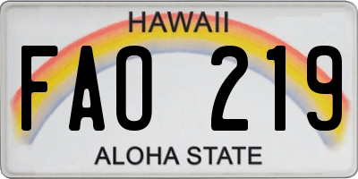 HI license plate FAO219