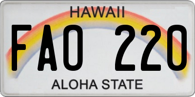 HI license plate FAO220