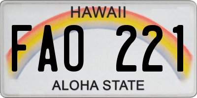 HI license plate FAO221