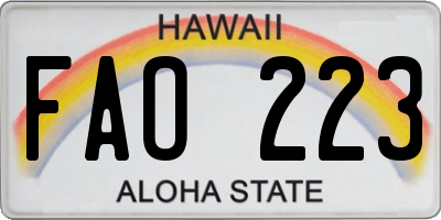 HI license plate FAO223