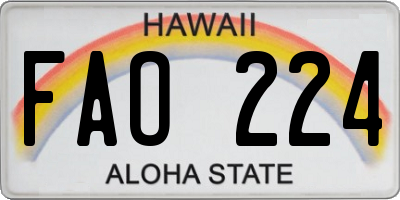 HI license plate FAO224