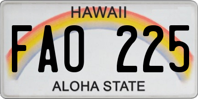 HI license plate FAO225