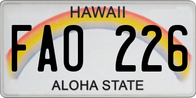 HI license plate FAO226