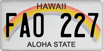 HI license plate FAO227