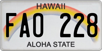 HI license plate FAO228