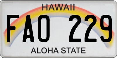 HI license plate FAO229